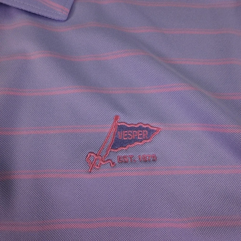 Turtleson‎ Polo Shirt Mens XL Lavender Pink Striped Vesper Golf Performance Flex